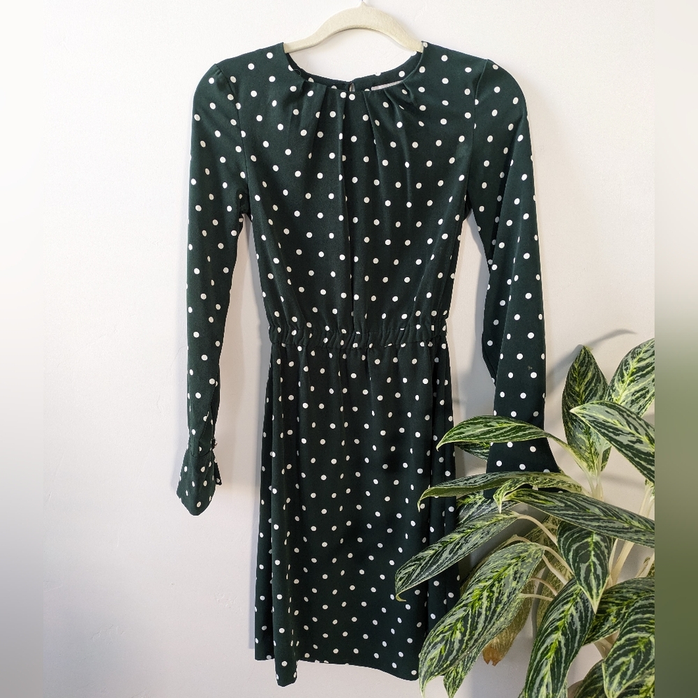 🎄 H&M Dark Green Polka Dot Long Sleeve Dress